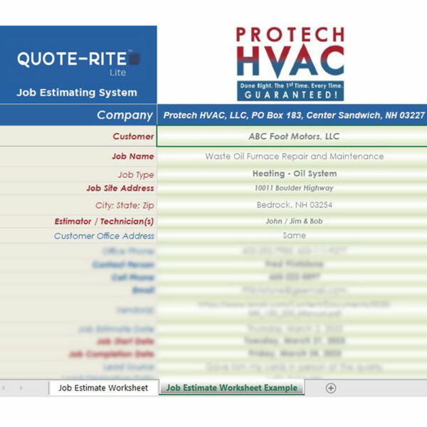 Quote-Rite Full Job Estimating System - HVAC Version